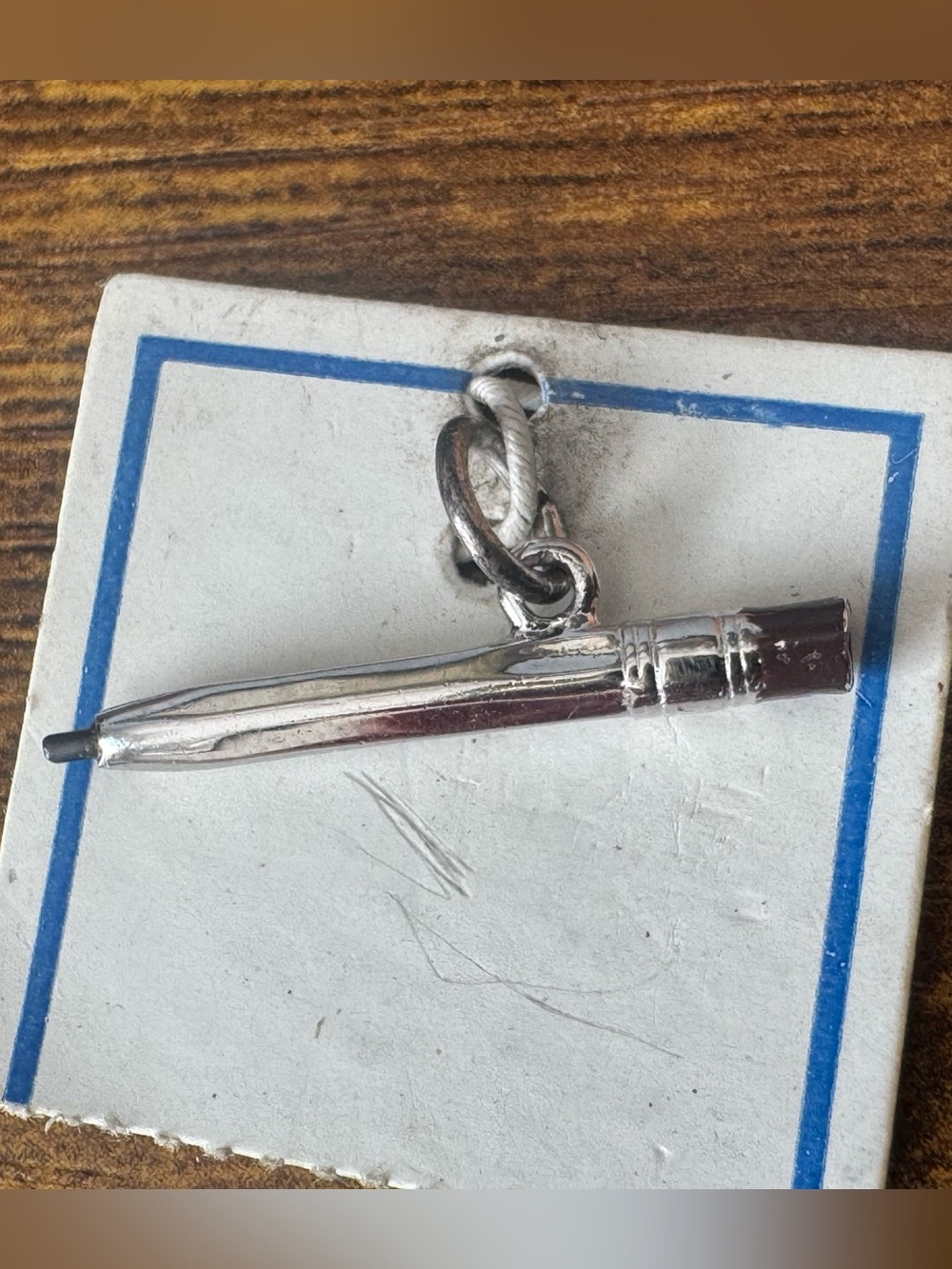 Vintage Mechanical Pencil Charm Silver Tone Ring Top Miniature Writes‎
